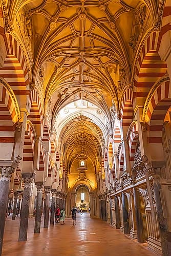Centro District, Cordoba, Andalusia, Spain. Interior of Cordoba Cathedral, a former Moorish mosque. Art Print by Emily M. Wilson